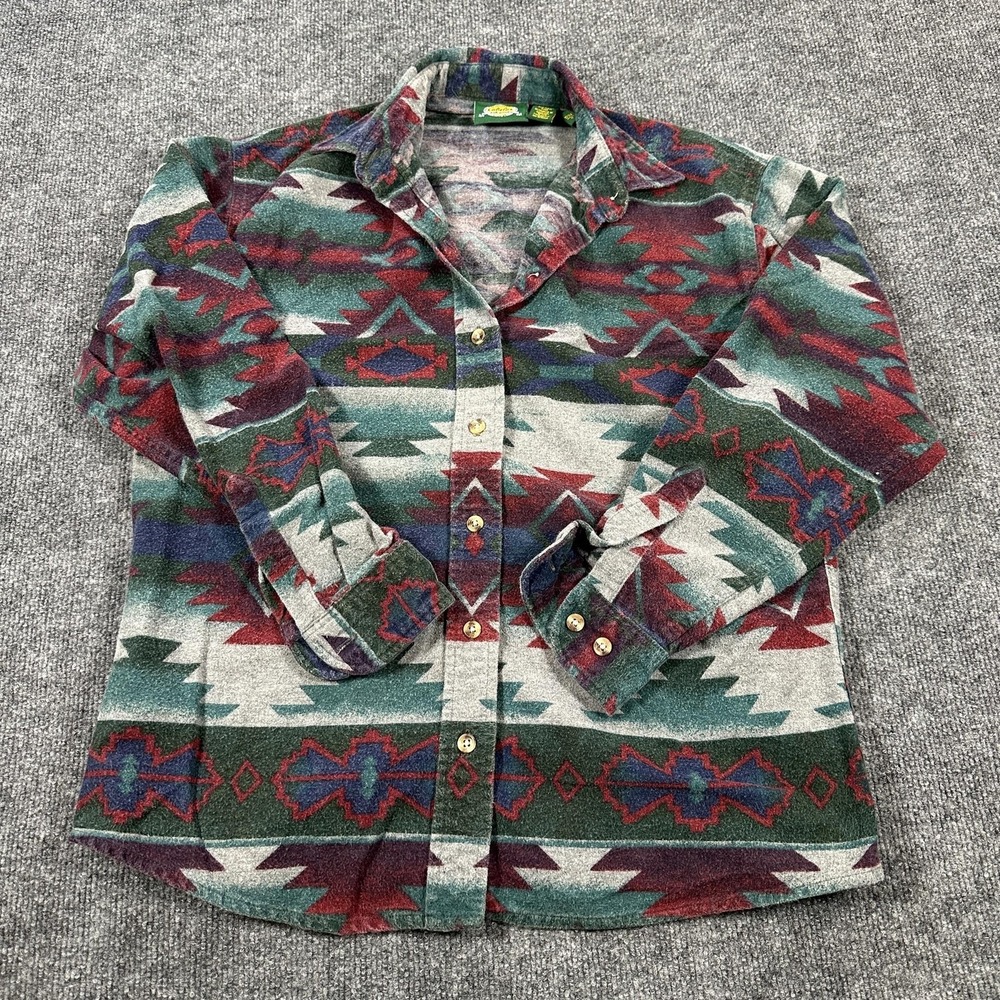 Cabela's Shirt Womens Large Wool Southwestern Geometric Button Up Flannel